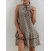 Allover Print Tie Front Dress, Casual Layered Sleeveless Dress, Women's Clothing